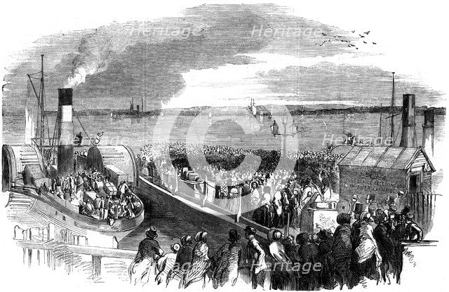 Jenny Lind, the 'Swedish Nightingale', on the US mail boat 'Atlantic', Liverpool, August 1850. Artist: Unknown