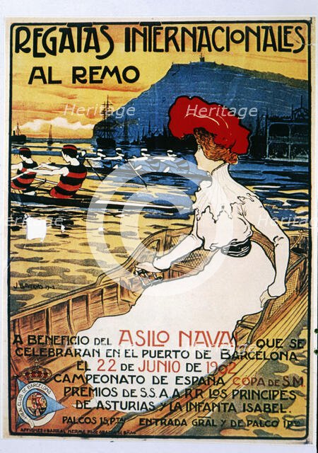 Poster of the International Regattas, held at the port of Barcelona in 1902. Creator: Llaverias Labro, Juan (1865-1938).