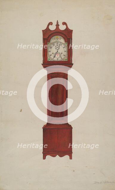 Hall Clock (Grandfather's Clock), c. 1937. Creator: Theodore Pfitzer.