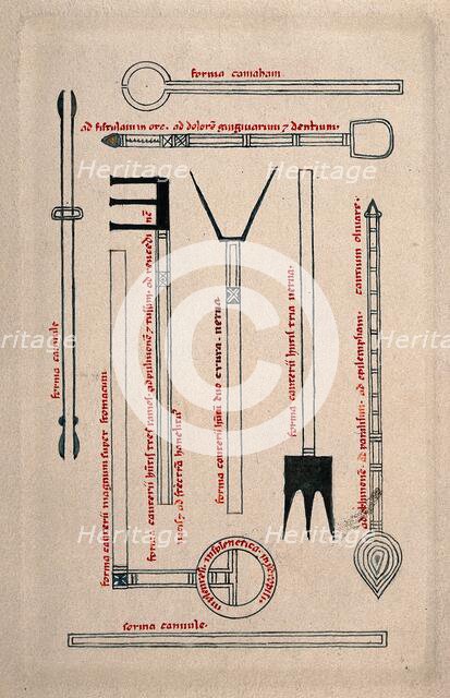 Surgical instruments, mainly cannulae. Creator: Unknown.