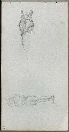 Sketchbook, page 69: Study of a Hand, a Horse, and a Figure. Creator: Ernest Meissonier (French, 1815-1891).