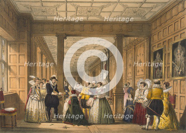 The Gallery at Hatfield House, Hertfordshire, pub. 1838. Creator: Joseph Nash (1809-78).