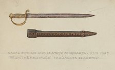 Cutlass and Leather Scabbard, 1935/1942. Creator: Unknown.
