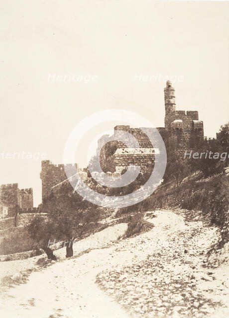 Jérusalem, Forteresse de David (citadelle), Face Ouest, 1854. Creator: Auguste Salzmann.