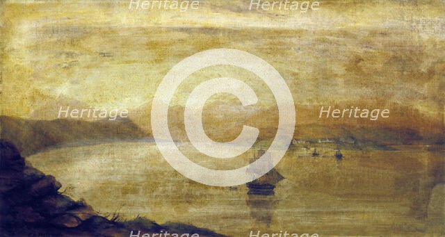 Settlement at Port Ross, Auckland Islands, 1850. Creator: Charles Decimus Barraud.