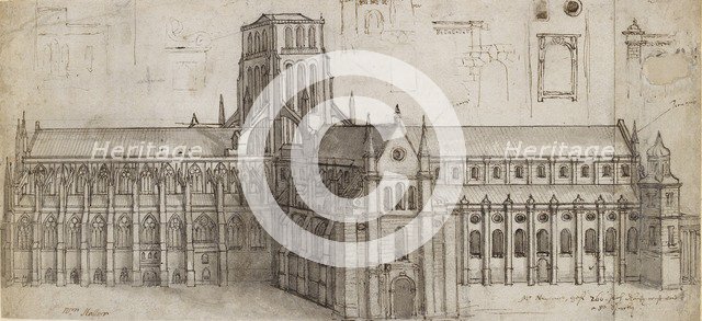 Old St Paul's Cathedral from the north-east, mid 17th century. Artist: Wenceslaus Hollar.