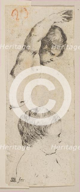 Plate 6: two studies of children, from 'Collection of various doodles and etching proo..., ca. 1646. Creator: Stefano della Bella.