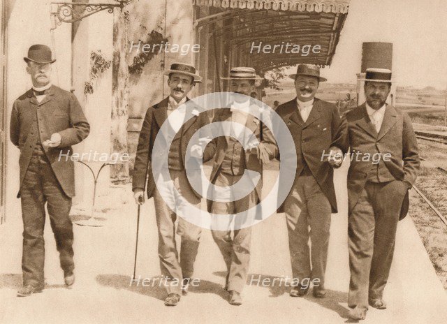 'A group of gentlemen walking', 1937. Artist: Unknown.