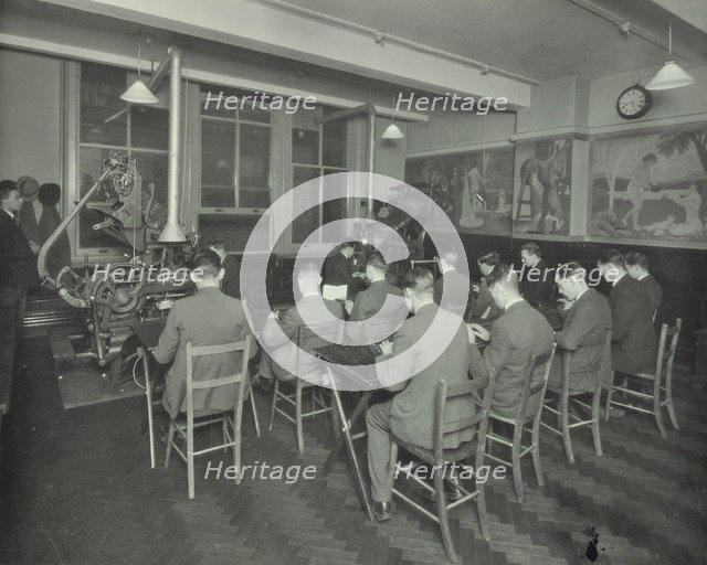 Linotype students at work, Camberwell School of Arts and Crafts, London, 1930.  Artist: Unknown.