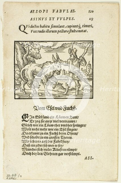 Schöne Figuren vor alle Fabeln Esopi (Aesop's Fables), plate eleven...1566, assembled...1937. Creator: Virgil Solis.
