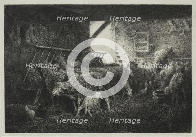 Interior of Sheep Enclosure. Creator: Charles-Émile Jacque (French, 1813-1894).