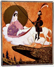 Illustration in the frontispiece of the 1923 Edinburgh edition of 'Don Quixote of La Mancha', bas…