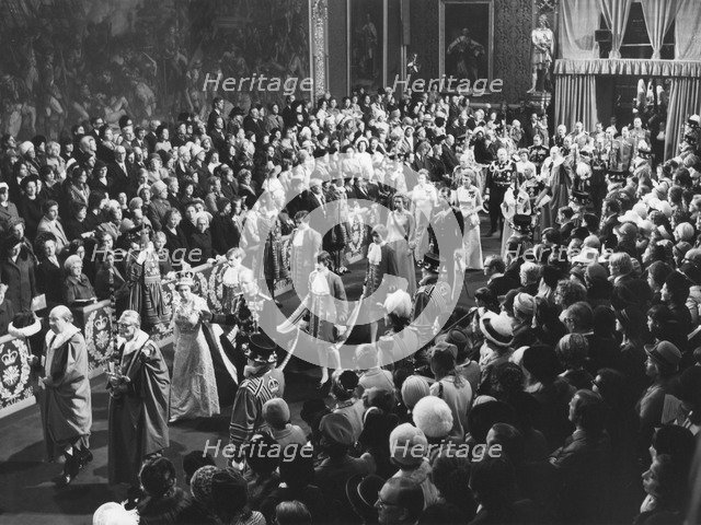 The ceremonial state opening of Parliament by Queen Elizabeth II, 29th October 1974. Artist: Unknown