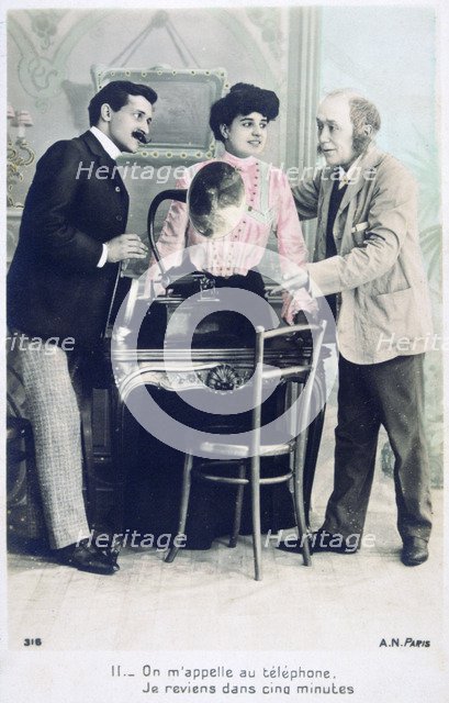 'Call me on the telephone, I will return in five minutes', c1900. Artist: Unknown