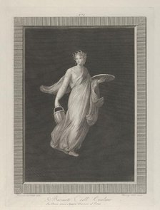 A partly naked bacchante holding a disk in her raised left hand and a bucket in h..., ca. 1795-1820. Creators: Vicenzo Feoli, Domenico del Frate.