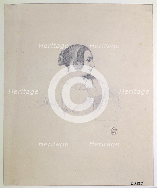 Portrait of the composer and poet Louise Bertin (1805-1877), 1841. Creator: Amaury-Duval, Eugène Emmanuel (1808-1885).