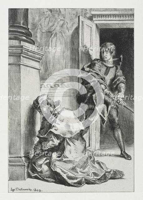 Hamlet: Hamlet Attempts to Kill the King, 1843. Creator: Eugène Delacroix (French, 1798-1863).