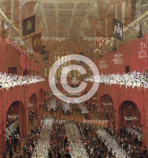 Banquet at the Guildhall, City of London, 1814.                                         Artist: William Daniell