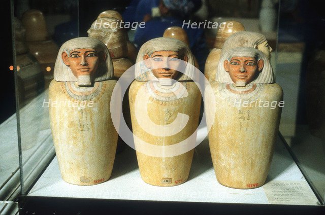 Canopic Jars, Ancient Egyptian, 26th dynasty, 664-525 BC. Artist: Unknown