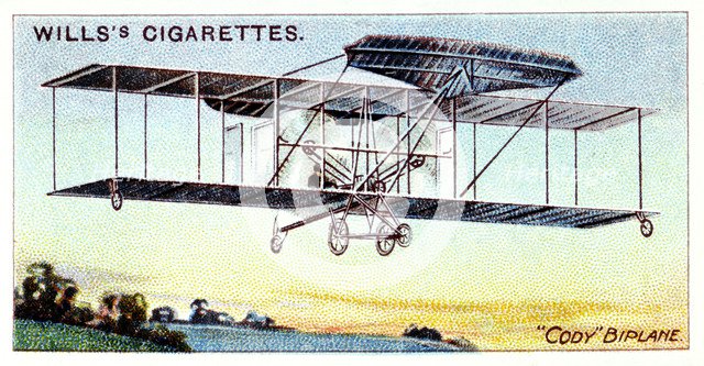 Samuel Franklin Cody , American-born British aviator, flying Cody Biplane c1909. Artist: Unknown