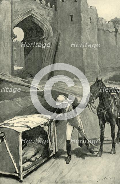 'Roberts Finds Nicholson Mortally Wounded Under the Walls of Delhi', (1901).  Creator: Sidney E Paget.