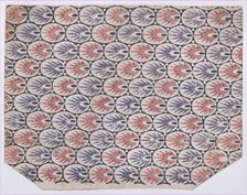 Sheet with overall pattern of pointed shapes within ovals, 19th century. Creator: Anon.