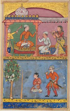 Page from Tales of a Parrot (Tuti-nama): Eighth night: The handmaiden appeals..., c. 1560. Creator: Tara Chand (Indian).