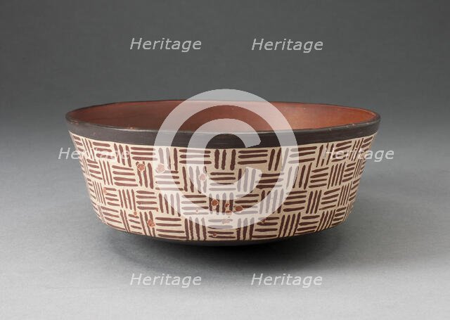 One of a Pair of Bowls with Textile-Like Pattern, 180 B.C./A.D. 500. Creator: Unknown.