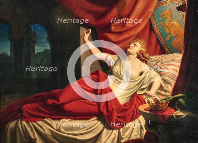 Kriemhild dreames that two boars had chased Siegfried over the heath. Creator: Rolle, Karl Gottlieb (1814-1862).