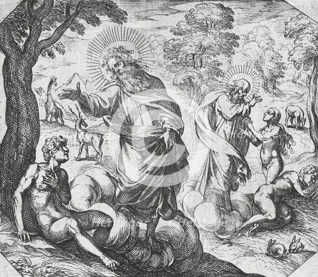 God Creating Adam and Eve, c1600. Creator: Antonio Tempesta.