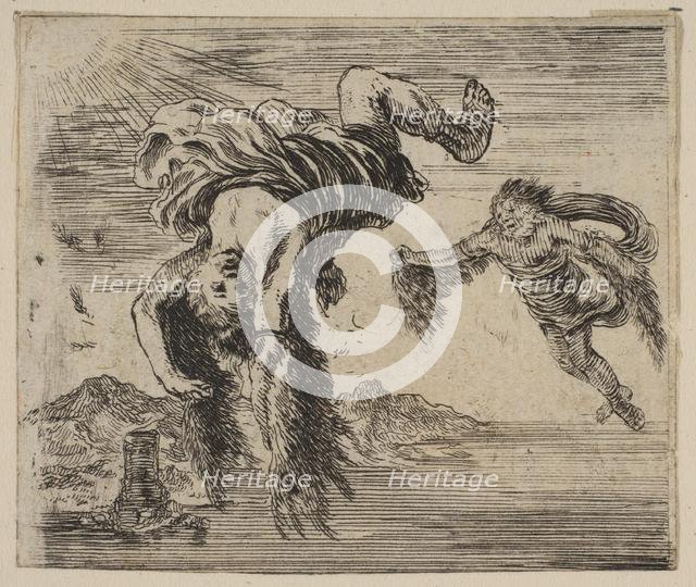 Daedalus and Icarus, from 'Game of Mythology' (Jeu de la Mythologie), 1644. Creator: Stefano della Bella.