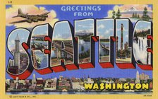 'Greetings from Seattle, Washington', USA, postcard, 1942. Artist: Unknown