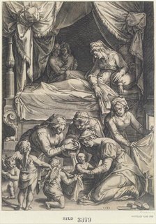 Birth of the Virgin (copy), 1581. Creator: Julius Goltzius.