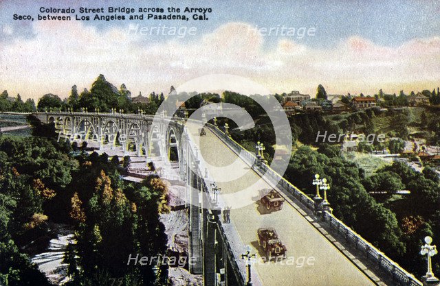 Colorado Street Bridge, between Los Angeles and Pasadena, California, USA, c1910-1930(?). Artist: Unknown