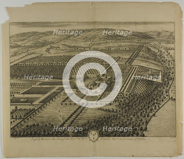 Ingleby Mannor, plate 60 from Britannia Illustrata, published 1707. Creator: Johannes Kip.