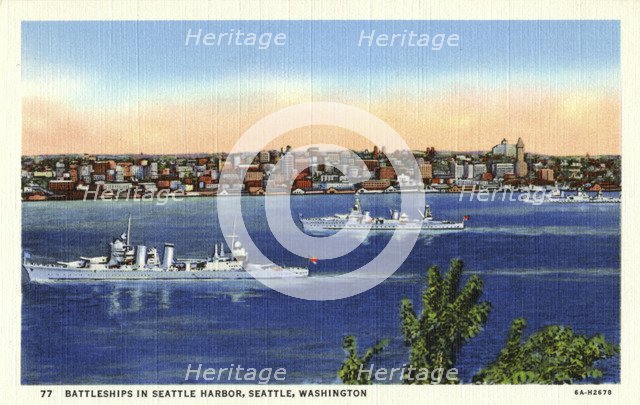 US Navy warships in Seattle harbour, Seattle, Washington, USA, 1936. Artist: Unknown