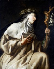 'St Teresa of Avila before the Cross', c1621-1663. Artist: Guido Cagnacci