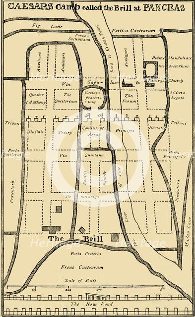 'Dr. Stukeley's Plan of the Camp at St. Pancras', c1750, (c1876). Creator: Unknown.