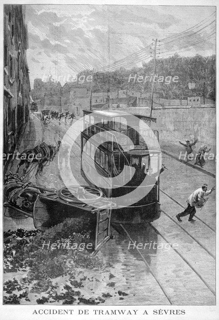 Tram accident, Sevres, Paris, 1897. Creator: F Meaulle.