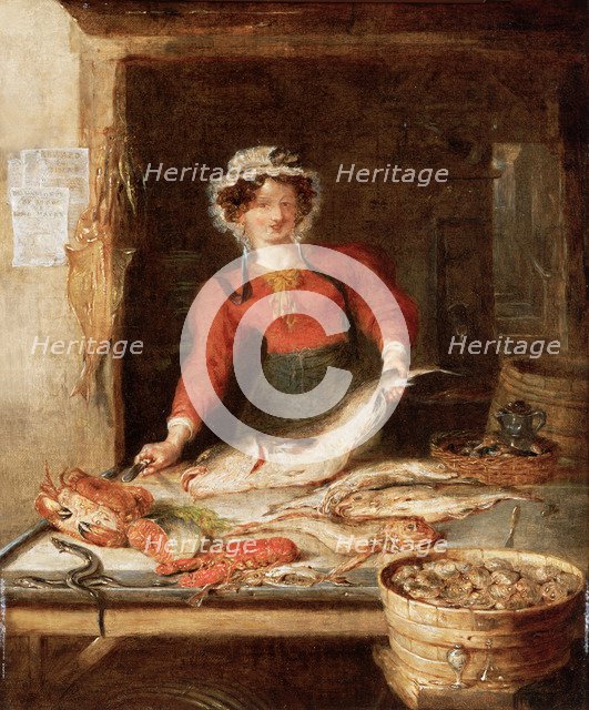 'The Fish Stall', c1830. Artist: William Kidd