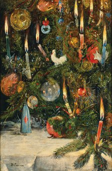 Christmas tree decorated with lights. Creator: Willmann, Rudolf Bernhard (1868-1919).