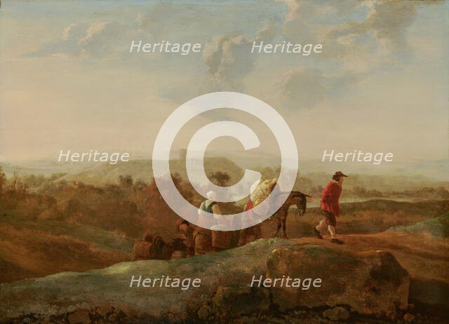 Migrating Peasants in a Southern Landscape, c1660-1680s. Creator: Follower of Aelbert Cuyp.
