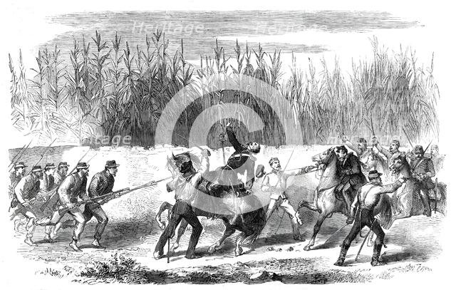 The Revolution in Sicily - Garibaldi cutting down the captain of the Neapolitan cavalry... 1860. Creator: Unknown.