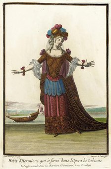 Recueil des modes de la cour de France, 'Habit d'Hermoine qui à Servi dans l'Opera de...,1703-1704. Creators: Jean Berain, Jacques Le Pautre, Jean Lepautre.