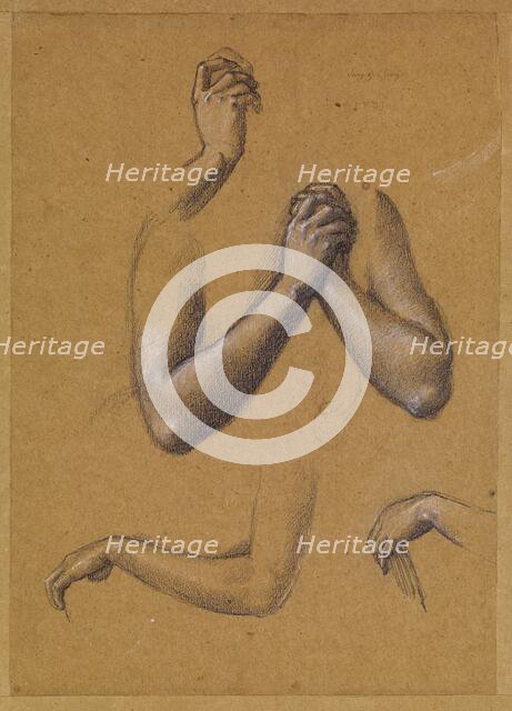 St George Series - Studies of Arms and Hands for 'St George slaying the Dragon' and..., 1865-66. Creator: Sir Edward Coley Burne-Jones.