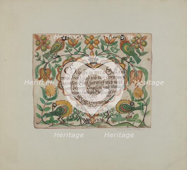 Illuminated Psalm, c. 1939. Creator: Emma M. Krumrine.