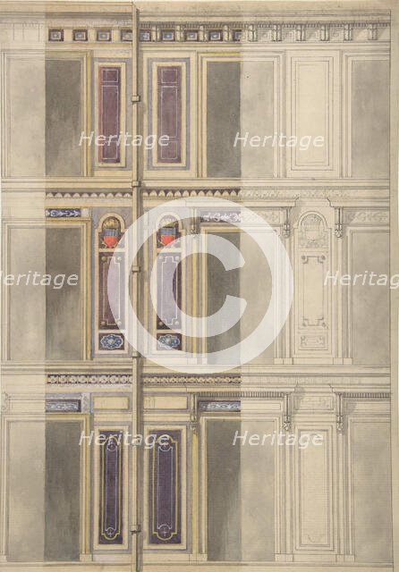 Designs for three windowed storeys, 1830-97. Creators: Jules-Edmond-Charles Lachaise, Eugène-Pierre Gourdet.