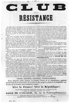 Club de la Resistance, from French Political posters of the Paris Commune,  May 1871. Artist: Unknown