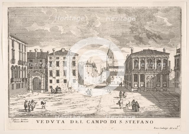 Plate 95: View of Campo Santo Stefano with the Loredan Palace and Morosini Palace, Venice..., 1703. Creator: Luca Carlevarijs.