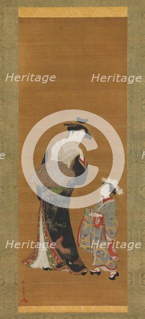 Courtesan and Her Attendant, 18th century. Creator: Shunsho.